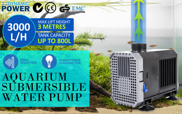 Dynamic Power Aquarium Submersible Water Pump 3000L/H 55W 3M Pond Water Pumps