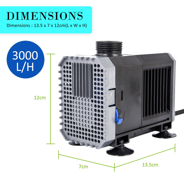 Dynamic Power Aquarium Submersible Water Pump 3000L/H 55W 3M Pond Water Pumps