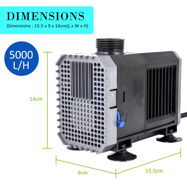 Dynamic Power Aquarium Submersible Water Pump 5000L/H 80W 3.8M Pond Water Pumps