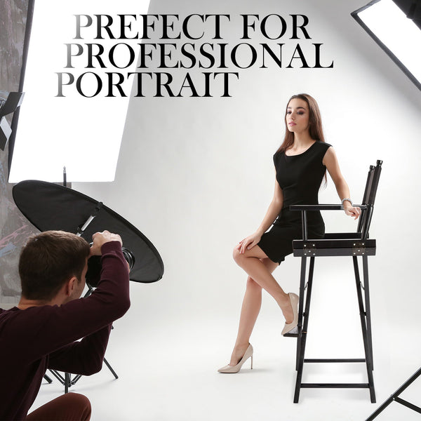 La Bella Black Folding Tall Chair Dark Humor Movie Director 75Cm Chairs