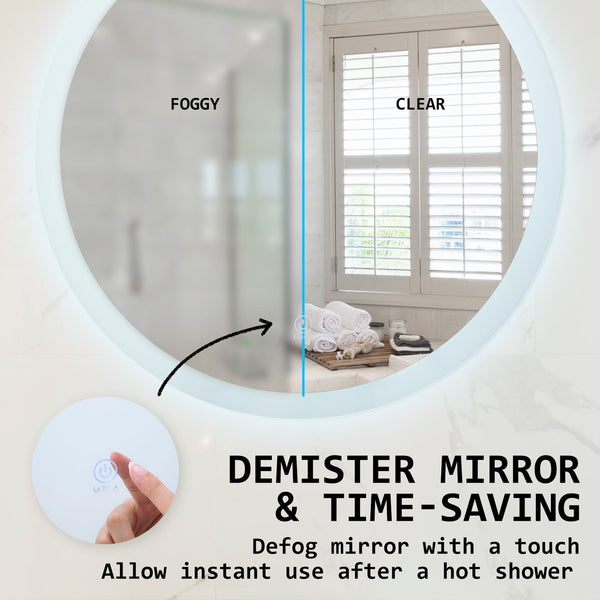 La Bella 2 Set Led Wall Mirror Round Touch Anti-Fog Makeup Decor Bathroom Vanity 50Cm