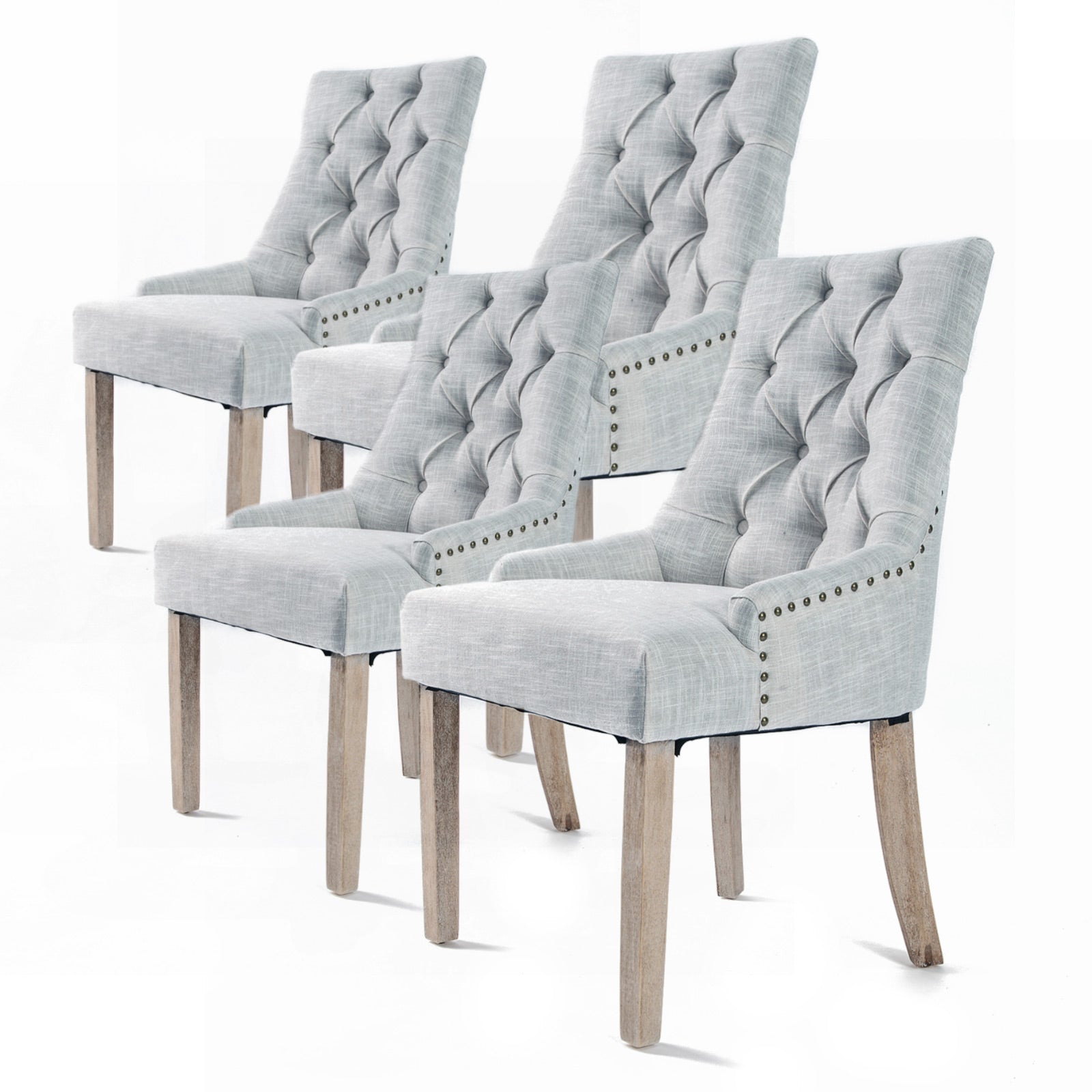 La Bella 4 Set Grey French Provincial Dining Chair Amour Oak Leg Dining Chairs