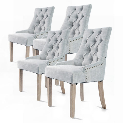 La Bella 4 Set Grey French Provincial Dining Chair Amour Oak Leg Dining Chairs