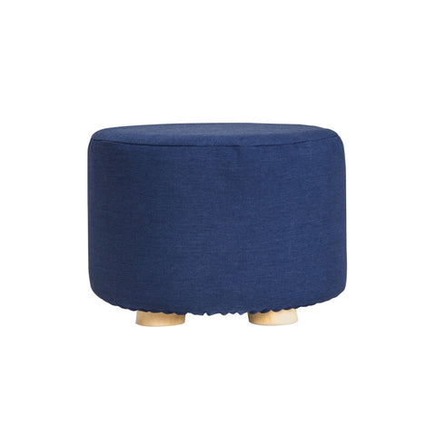 La Bella Dark Blue Fabric Round Leg Foot Stool Ottomans Footstools & Poufs
