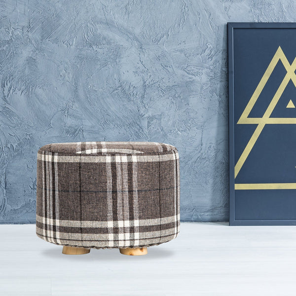 La Bella Lattice Fabric Round Leg Foot Stool Ottomans Footstools & Poufs