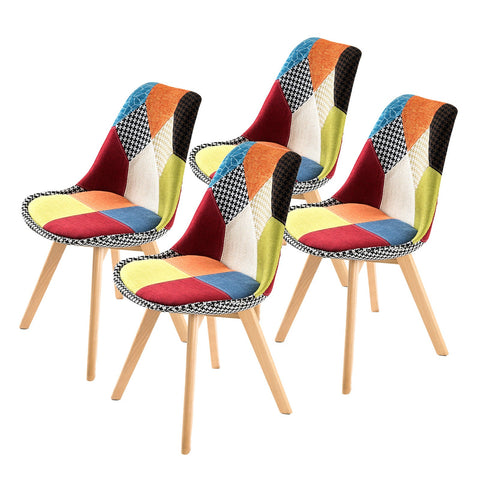 La Bella 4 Set Multi Colour Retro Dining Cafe Chair Padded Seat Dining Chairs