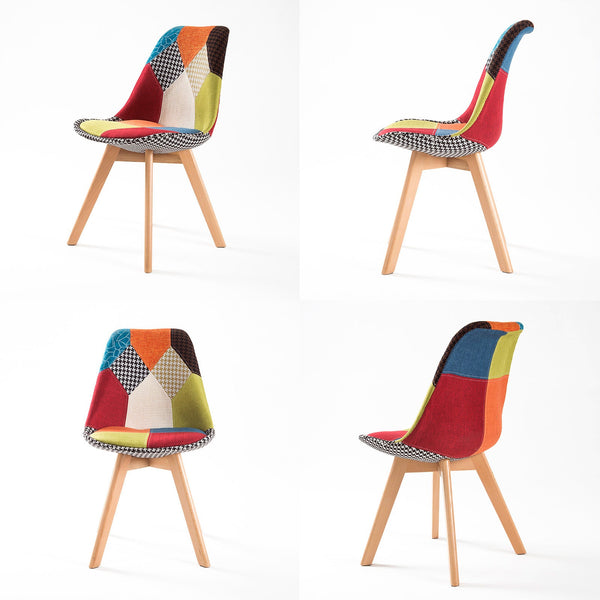 La Bella 4 Set Multi Colour Retro Dining Cafe Chair Padded Seat Dining Chairs