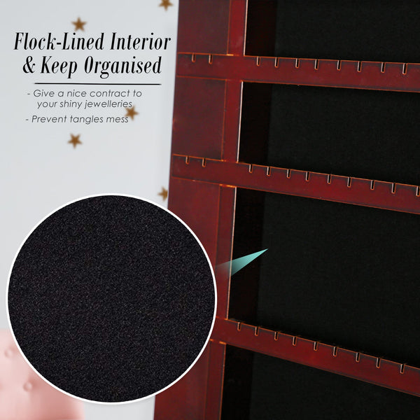 La Bella 146Cm Walnut Mirror Jewellery Cabinet Storage Organiser Luvo Dining Chairs