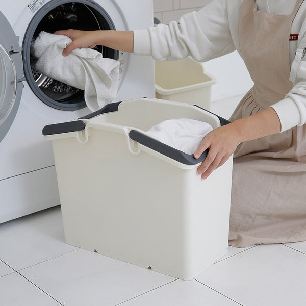 Nplastic 2 Set Ivory Stackable Multipurpose Laundry Basket Laundry Baskets & Hampers