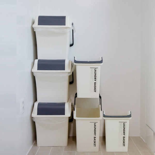 Nplastic 2 Set Ivory Stackable Multipurpose Laundry Basket Laundry Baskets & Hampers