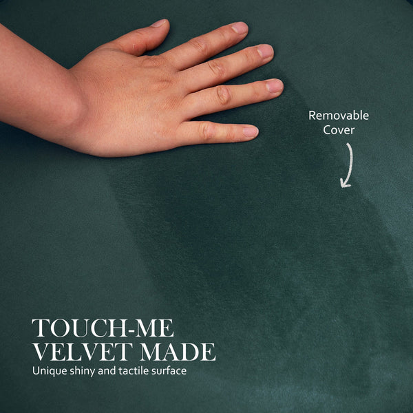 La Bella Green Round Foot Stool Velvet Fabric Metal Leg Ottomans Footstools & Poufs