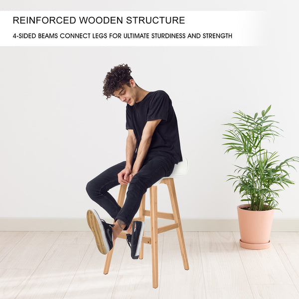 2X Bar Stool Dining Chair Leather Sophia 65Cm White Benches Bar Stools