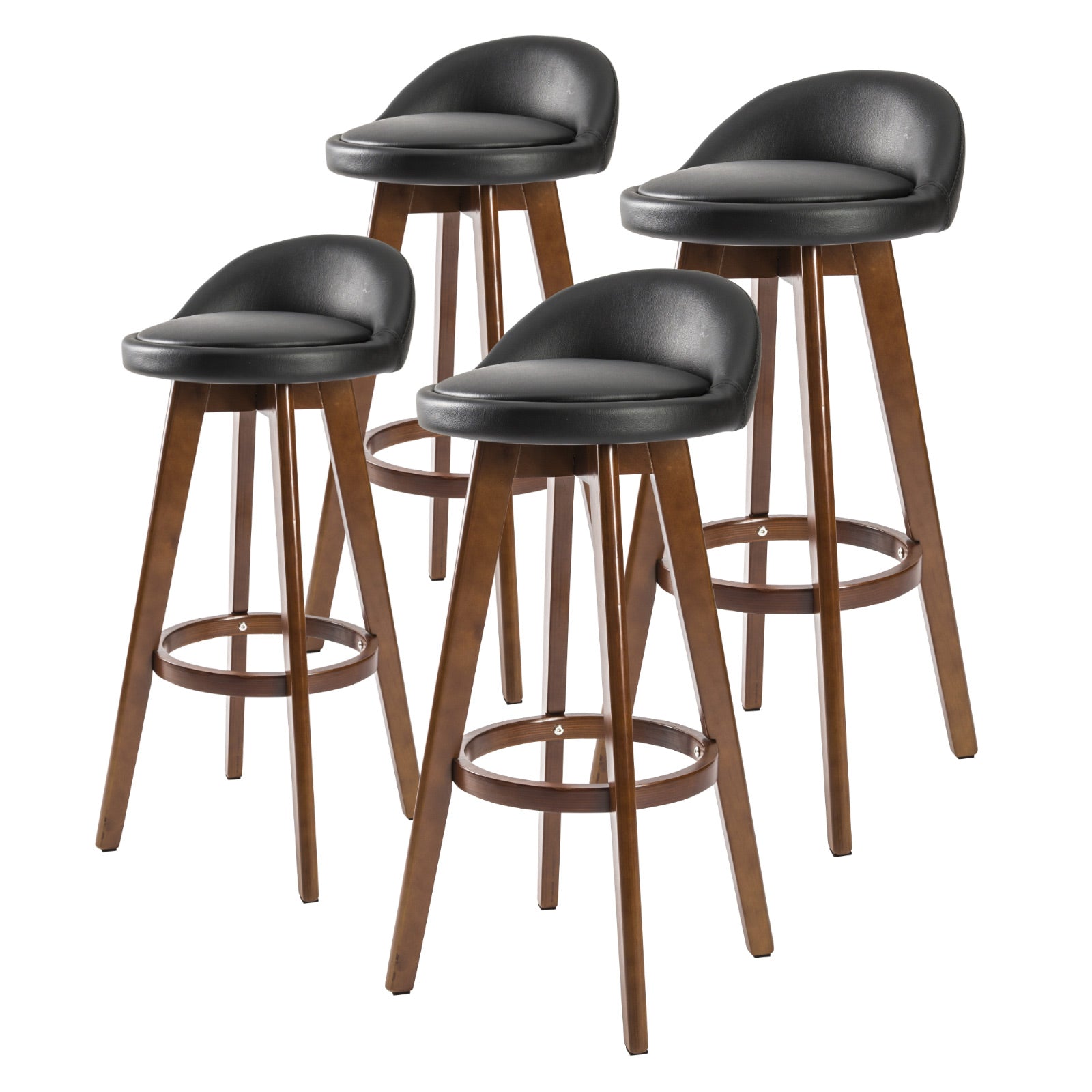 La Bella 4 Set 72Cm Black Brown Bar Stool Leila Leather Benches Bar Stools