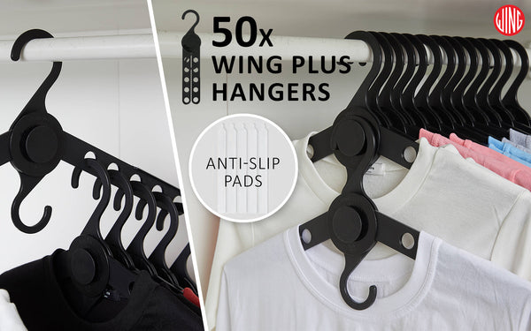 Wing 50 Set Black Plus Hanger Multiple Clothes Rack Organizer Foldable Garment Racks
