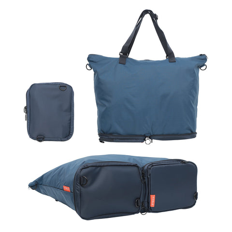 Koele Navy Shopper Bag Tote Foldable Travel Laptop Grocery Ko-Dual