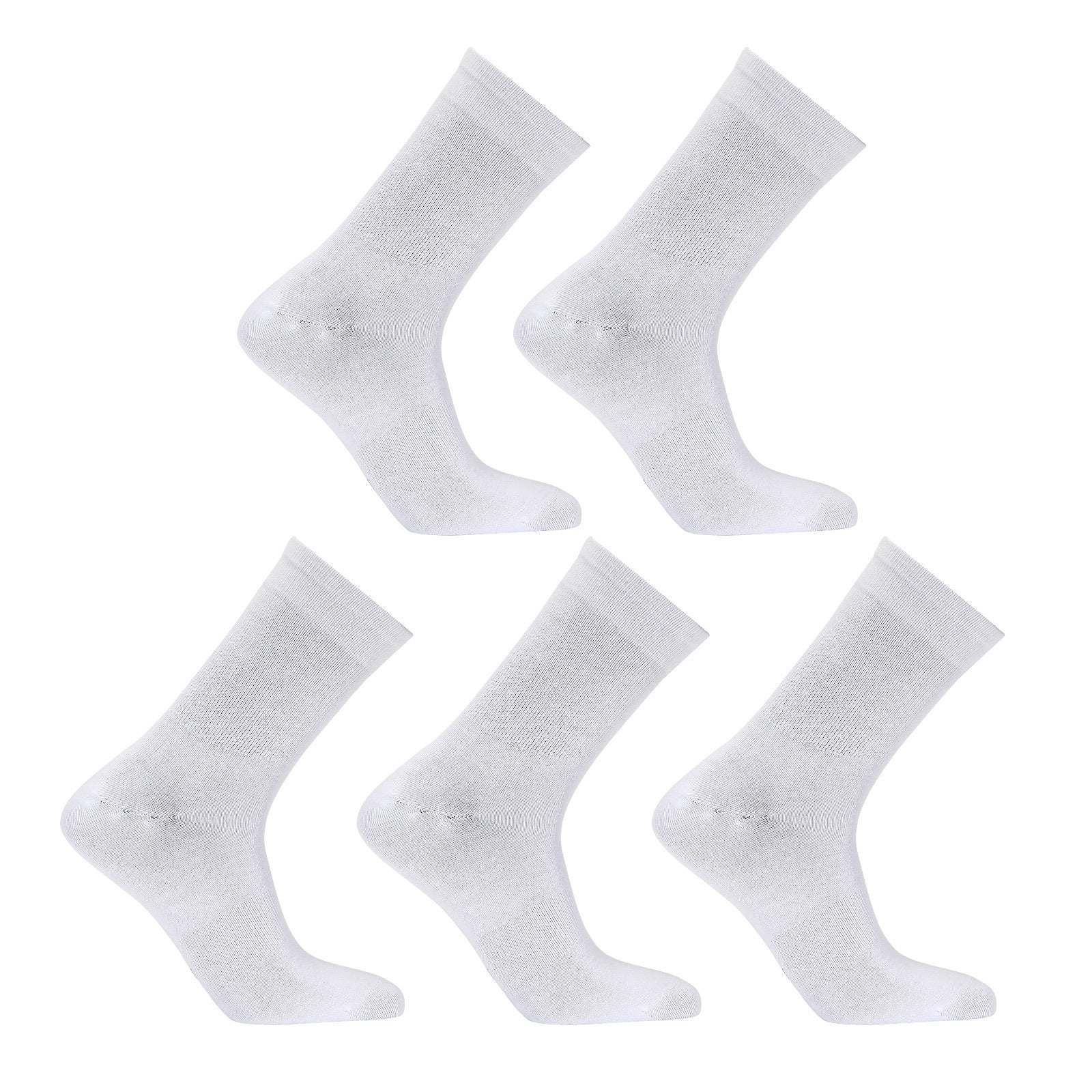 Rexy 5 Pack Large White 3D Seamless Crew Slim Breathable Socks