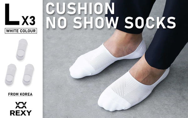 Rexy 3 Pack Large White Cushion No Show Ankle Socks Non-Slip Breathable