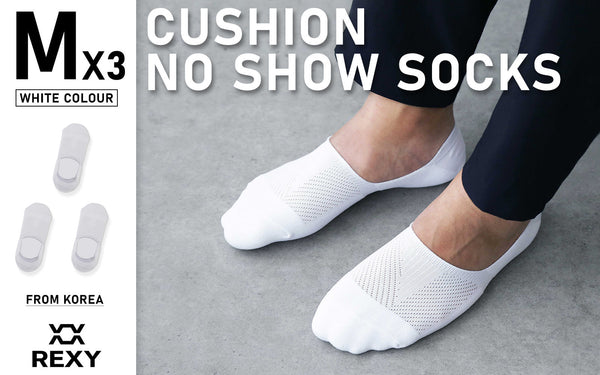 Rexy 3 Pack Medium White Cushion No Show Ankle Socks Non-Slip Breathable