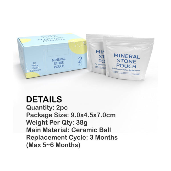 Mineral Maker 2X Alkaline Stone Pouch Water Filter Pad Replacement Ceramic Balls Water Filters