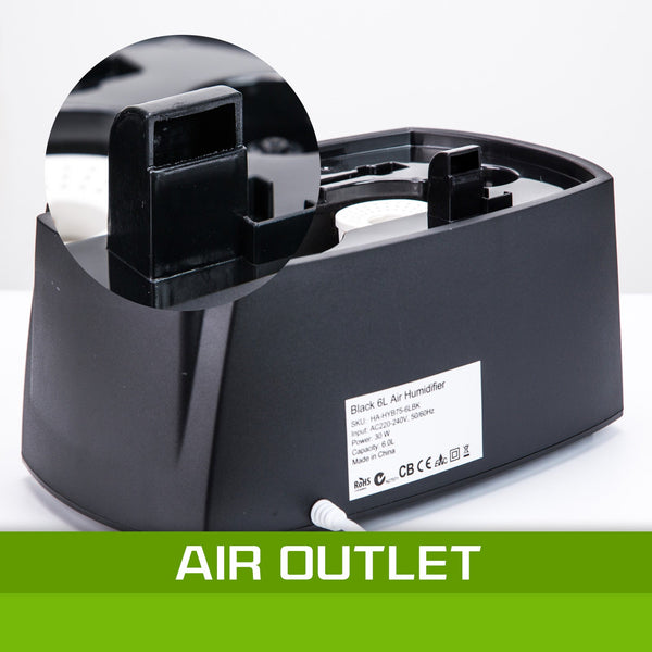 Home Ready Black Air Humidifier Ultrasonic Cool Diffuser 6L