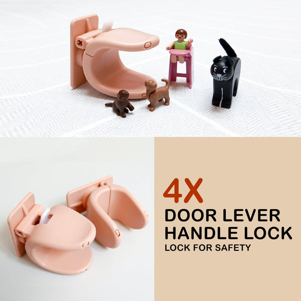 Appason 4X Apricot Pink Door Lever Lock Pet Child Proof Adhesive Handle