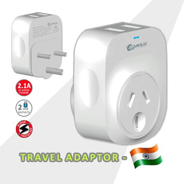 Sansai 2X Travel Adaptor Usb - India