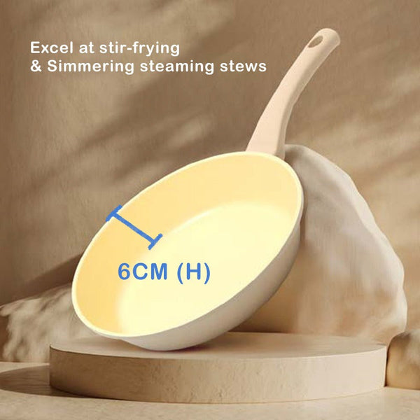 Giorno Felice 28Cm Beige Ih Frypan Ceramic Non Stick Frying Pan Induction Frying & Grill Pans