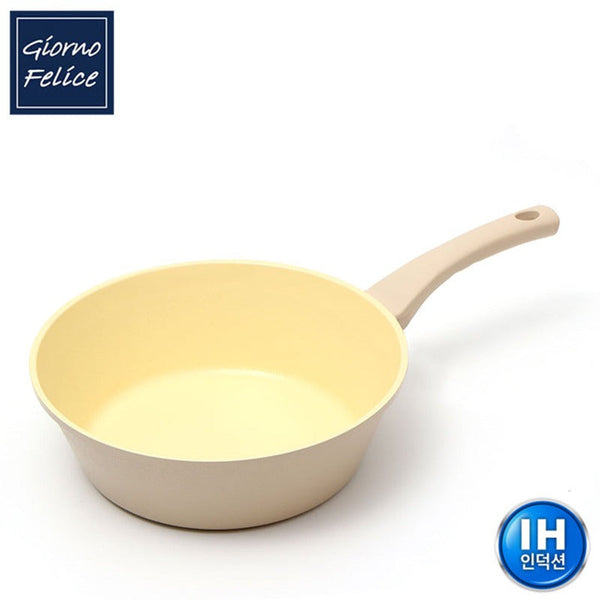 Giorno Felice 28Cm Beige Ih Wok Pan Ceramic Non Stick Stir Frypan Induction Frying & Grill Pans