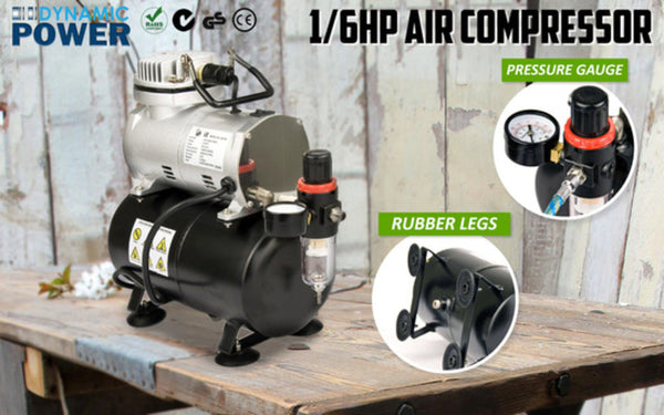 Dynamic Power Air Brush Compressor For Spray 1/6Hp 3L