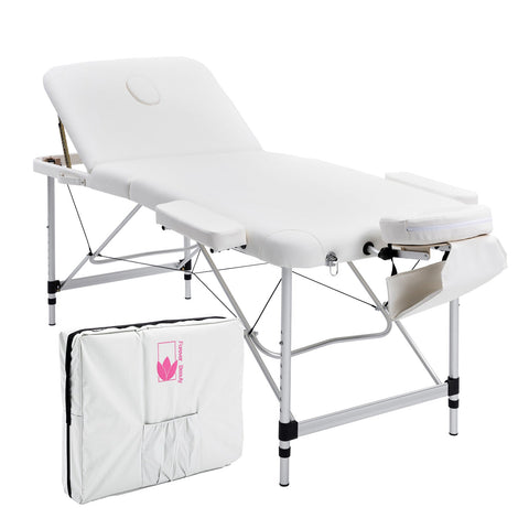 Forever Beauty White Portable Massage Table Bed Therapy Waxing 3 Fold 70Cm Aluminium