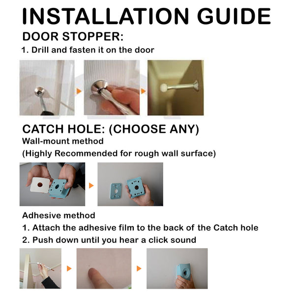 Catchhole 4X Blue Door Stopper Wall Mount Adhesive Hole Advanced