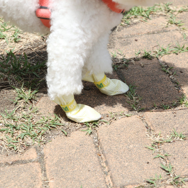 Daeng Shoes 28Pc L Yellow Dog Waterproof Disposable Boots Anti-Slip Socks