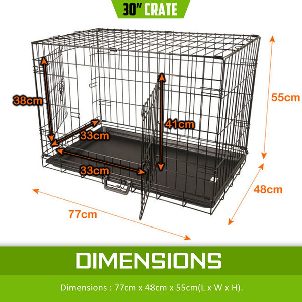 Paw Mate Wire Dog Cage Foldable Crate Kennel 30In With Tray Dog Cages