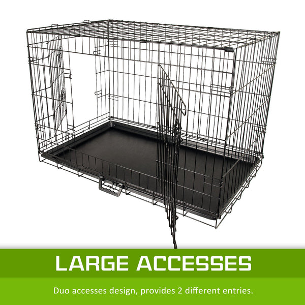 Paw Mate Wire Dog Cage Foldable Crate Kennel 42In With Tray Dog Cages