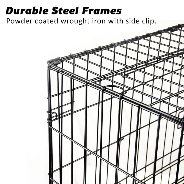 Paw Mate Wire Dog Cage Foldable Crate Kennel 42In With Tray + Cushion Combo Dog Cages