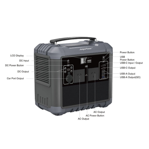 Jumpspower 1000W 716Wh Portable Power Station Charger Led Light Jump Starters