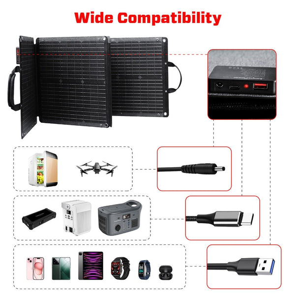 Jumpspower 100W Solar Panel Portable Charger Power Generator Foldable Camping Jump Starters