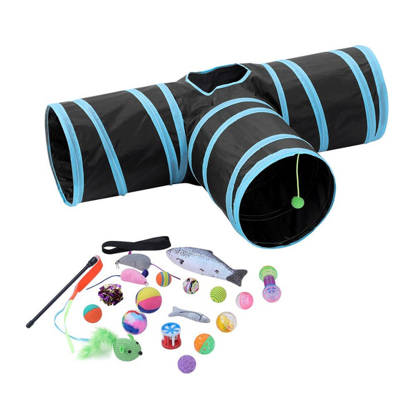 Pet Tri Tunnel Collapsible Tent Training Play Kitten Rabbit Tubes Cat Toys