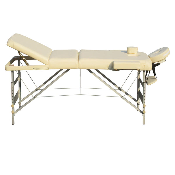 3 Fold Portable Aluminium Massage Table Bed Beauty Therapy Beige