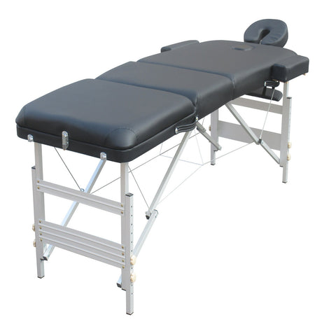 3 Fold Portable Aluminium Massage Table Bed Beauty Therapy Black
