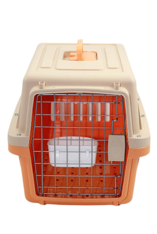 Yes4pets Small Dog Cat Crate Pet Airline Carrier Cage With Bowl And Tray-Orange