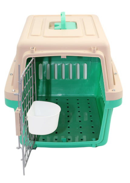 Yes4pets Medium Dog Cat Crate Pet Carrier Airline Cage With Bowl & Tray-Green