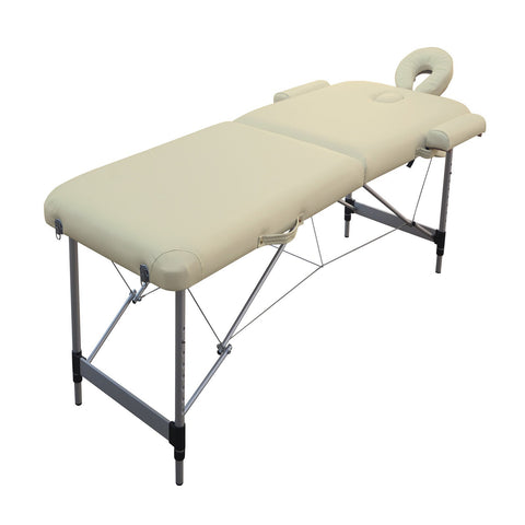 2 Fold Portable Aluminium Massage Table Bed Beauty Therapy Beige
