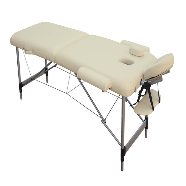 2 Fold Portable Aluminium Massage Table Bed Beauty Therapy Beige