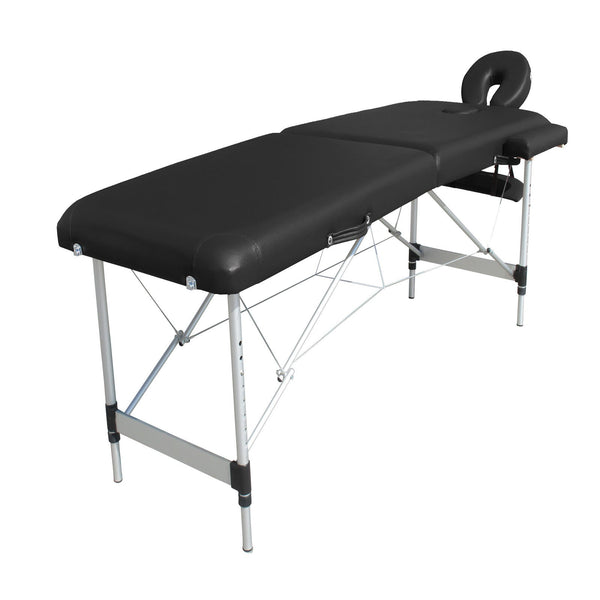 2 Fold Portable Aluminium Massage Table Bed Beauty Therapy Black