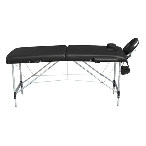 2 Fold Portable Aluminium Massage Table Bed Beauty Therapy Black