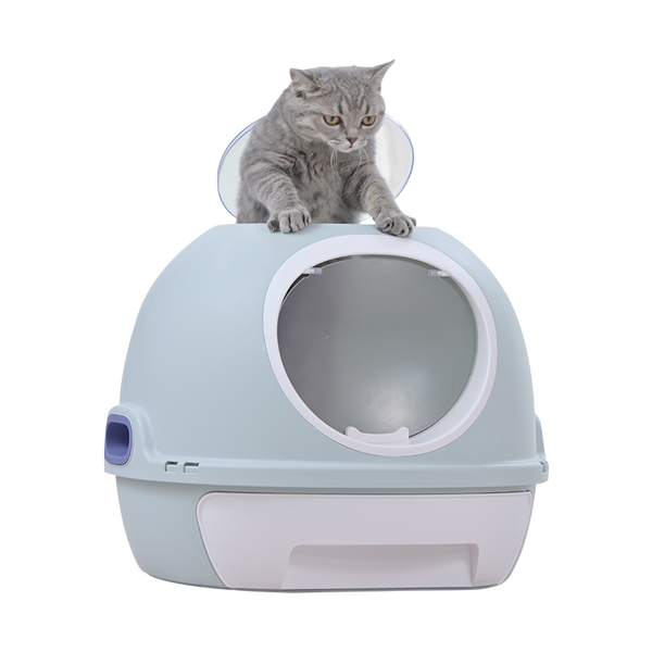 Yes4pets Hooded Cat Toilet Litter Box Tray House With Drawer & Scoop Blue Litter Trays