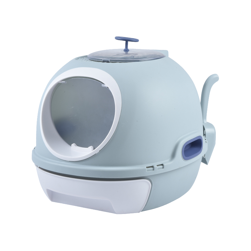 Yes4pets Hooded Cat Toilet Litter Box Tray House With Drawer & Scoop Blue Litter Trays