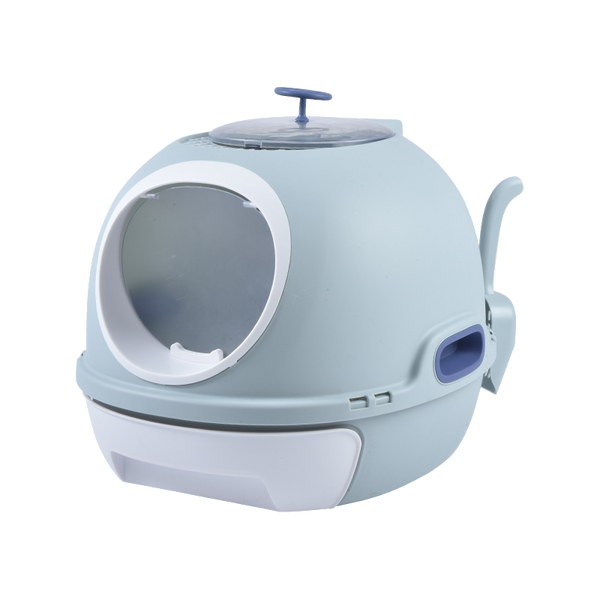 Yes4pets Hooded Cat Toilet Litter Box Tray House With Drawer & Scoop Blue Litter Trays