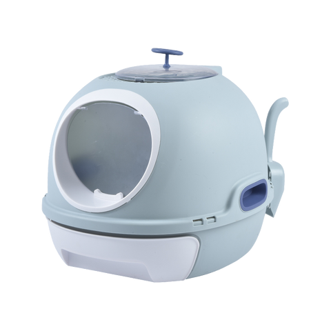 Yes4pets Hooded Cat Toilet Litter Box Tray House With Drawer & Scoop Blue